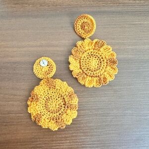 Handcrafted Sunflower Crochet Earrings